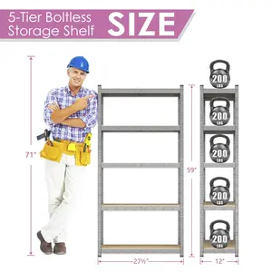 Seasonal promotion 5-Tier Adjustable Metal Storage Shelf - Sturdy & Spacious Standing Utility Rack for Closet, Kitchen - 36 W x 16 D x 71 H, Durable Gray Finish, Modern Design Storage Organizers