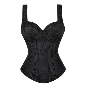 Overbust Mardi Gras Corset Tops for Women Going Out Gothic Jacquard Shoulder Straps Tank Overbust Corset Bustiers 1569 Skirts Party Cosplay Girls Halloween Womenswear Comfort Skinny Corset Body Shapewear Does not apply