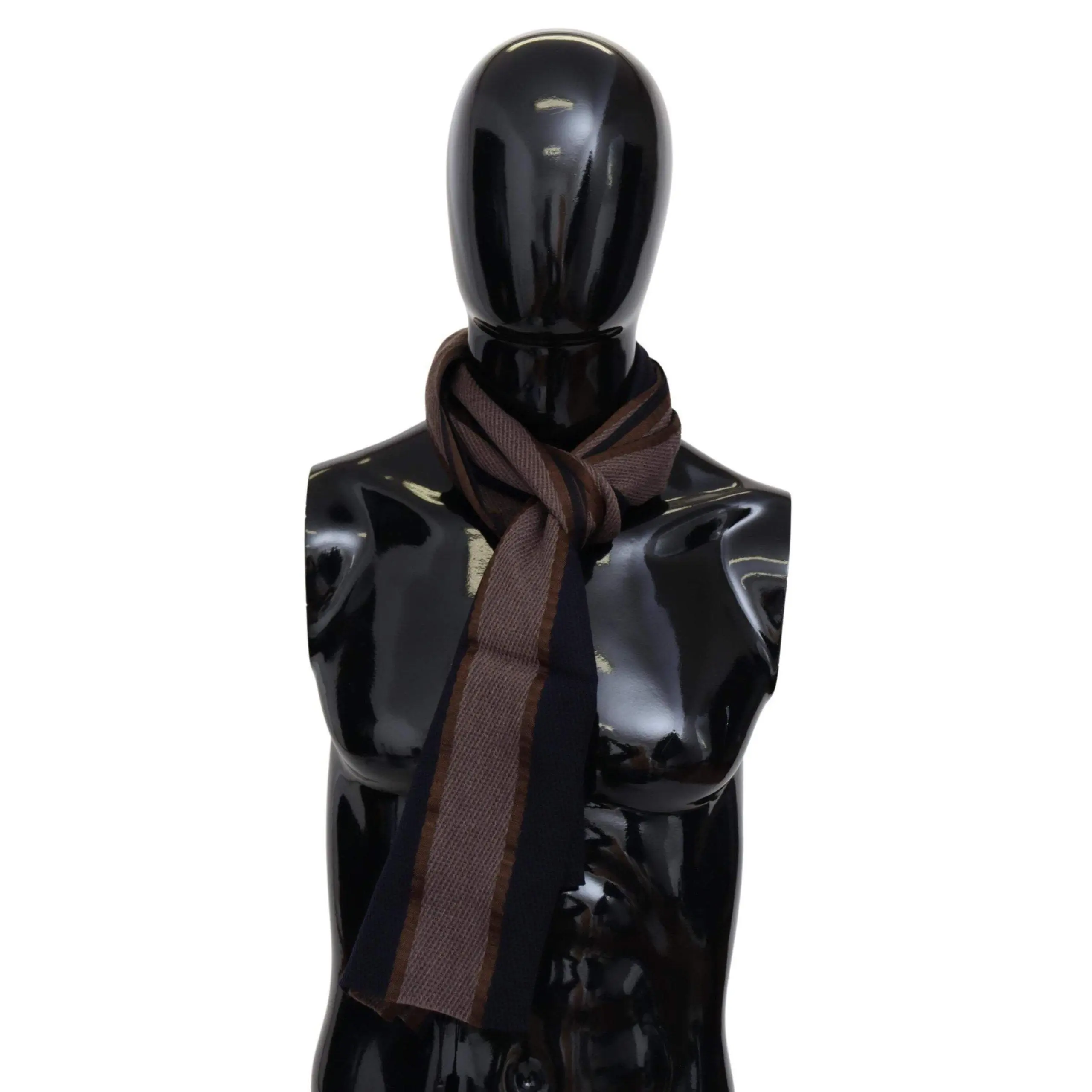 Missoni Brown Wool Striped Unisex Neck Wrap Shawl Scarf