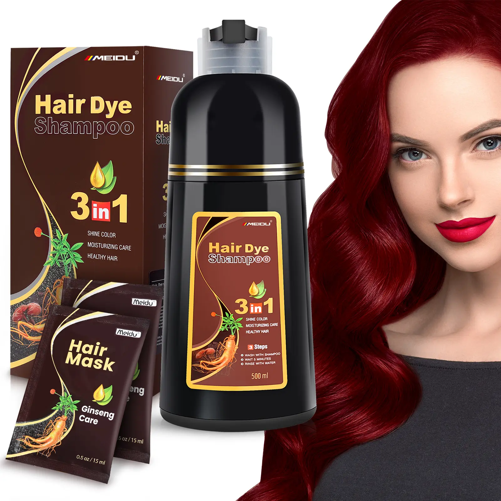 Dark Wine Red+2Hair Mask