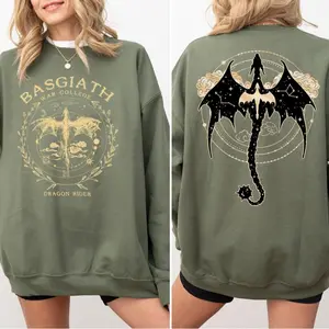 Basgiath War College 2-Side Sweatshirt, Fourth Wing Lover, Violet Sorrengail Fantasy Book, Bookish Dragon Rider Sweater, Soft Oversized Crewneck Shirt