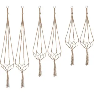 Hangers Indoor Macrame  Planter Holder 6 Pack, 3 Sizes