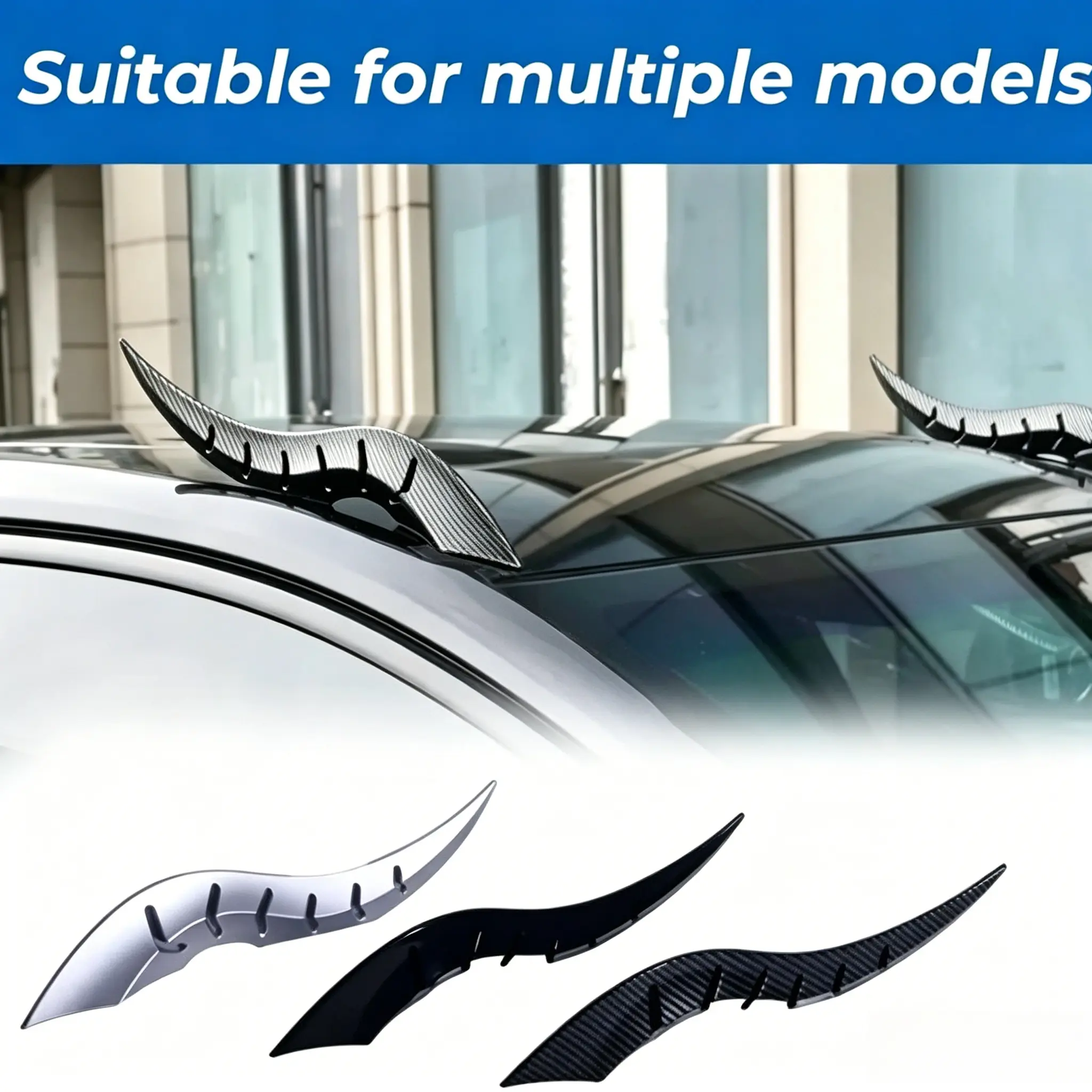 Carbon Fiber Textured Dragon Horn Car Roof Trim, SUV/Truck Exterior Decoration Accessory, Unique Gift for Car Enthusiasts