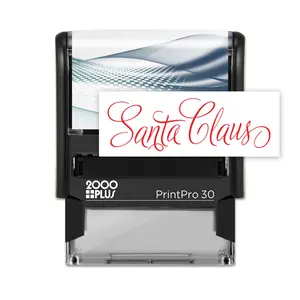 Santa Claus Signature Stamp / 2000 Plus Self Inking Rubber Stamp / Christmas Stamp In Red Imprint
