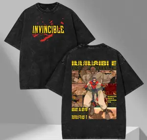 Wash Tee Invincible Invincible Mark Grayson V2 Double Printed Oversize Acid Tee TV Show Graphic Top Cotton Gift T-shirt For Comic Lover, Gift T-Shirt For Movie Lover,Nolan Grayson Vintage Shirt