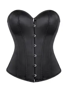 Women's New Skinny Corset Top, Plain Satin Fabric Back Lace-Up Rib Support Shapewear, Elegant Fashion for Daily Wear or Parties