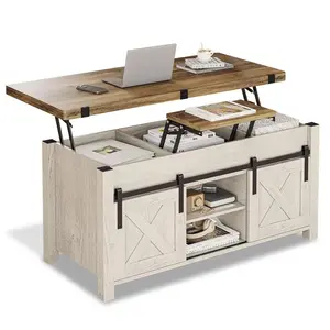 4 in 1 Multi-Function Lift Top Coffee Table with Storage and Hidden Compartment White