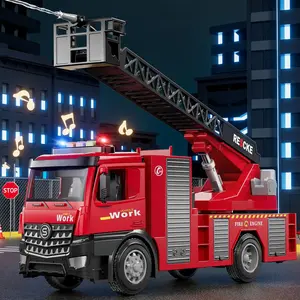 Fire Truck Toy with Water Spray Light and Sound Push and Go Fire Engine for Indoor Outdoor Play Birthday Holiday Christmas Gift assembly brick