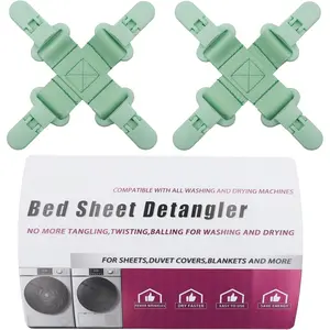 Bed Sheet Detangler, Keep Bed Sheets/Duvet Covers/Blankets from Tangling, Twisting & Balling in Washer and Dryer, 4 count(Green)
