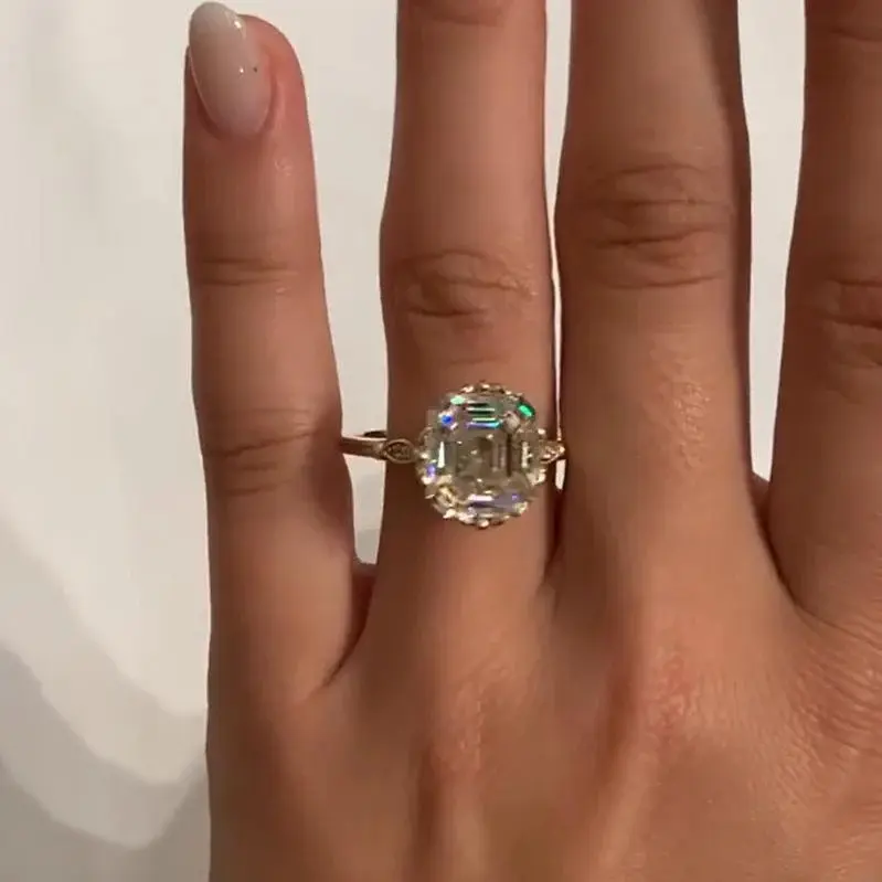 Jorrio 6.5ct Asscher-Cut Engagement Ring - Trending Costume Jewelry Ring for Proposals, Anniversaries