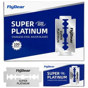 100 Pieces Dual-Edge Razor Blades Set, Men's Safety Shaving Blades, Platinum Stainless Steel Razor Blades, Single Item Pack