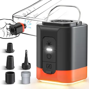 Portable Electric Air Pump for Inflatables, 2600mAh Fast Air Mattress Pump with Efficient Heat Dissipation, 3 Lighting, 5 Nozzles, Inflate Deflate for Sleeping Pads, Pool Floats, Vacuum Storage Bags