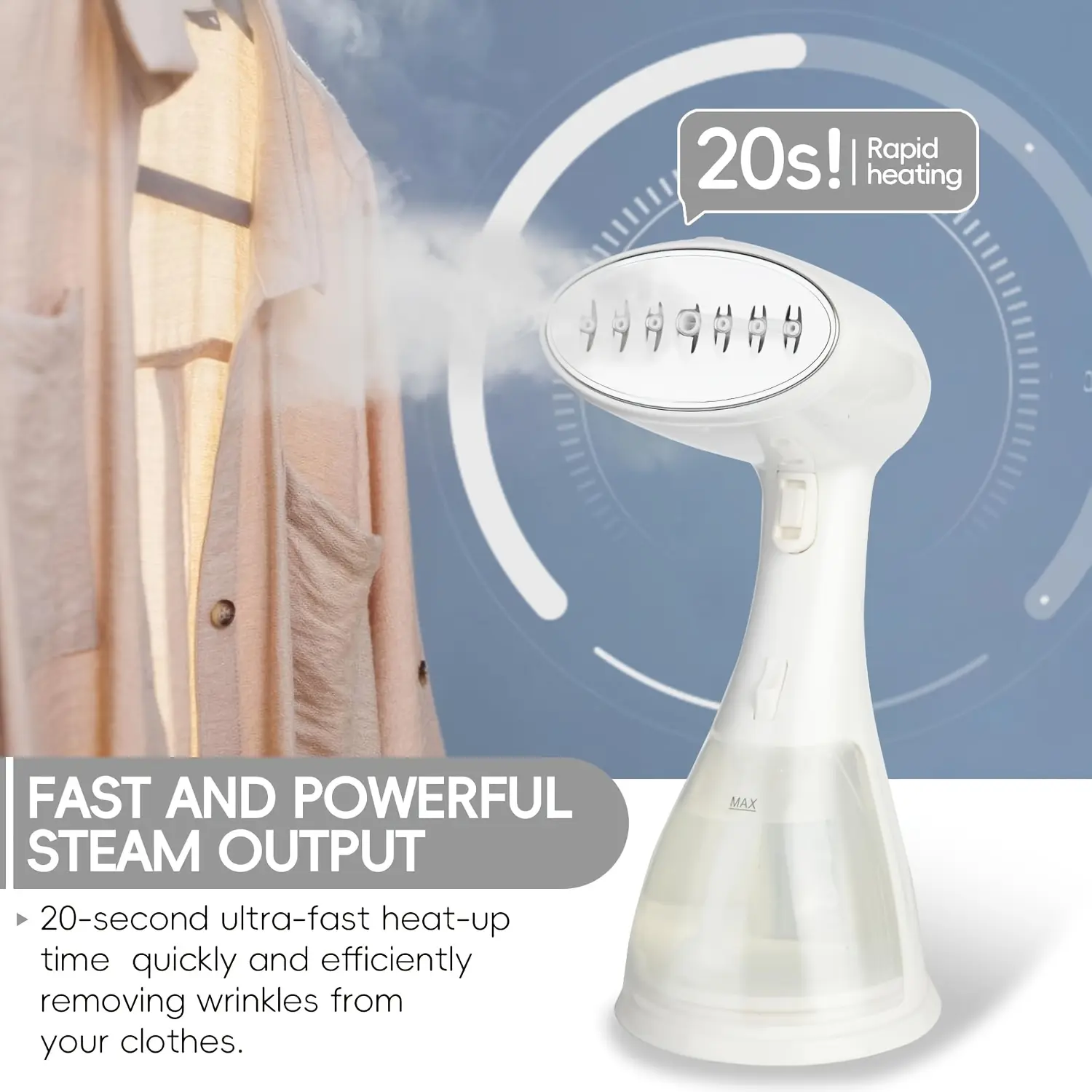 Handheld Garment Steamers for All Fabrics, Home-Friendly Wrinkle Remover with 15s Fast Heat-Up and Powerful Steam, Portable Handheld, 1500W Power, Steamer, Heat-Resistant, Compact, Home Users, Fast Heating, 300Ml, Steam Wrinkle Remover