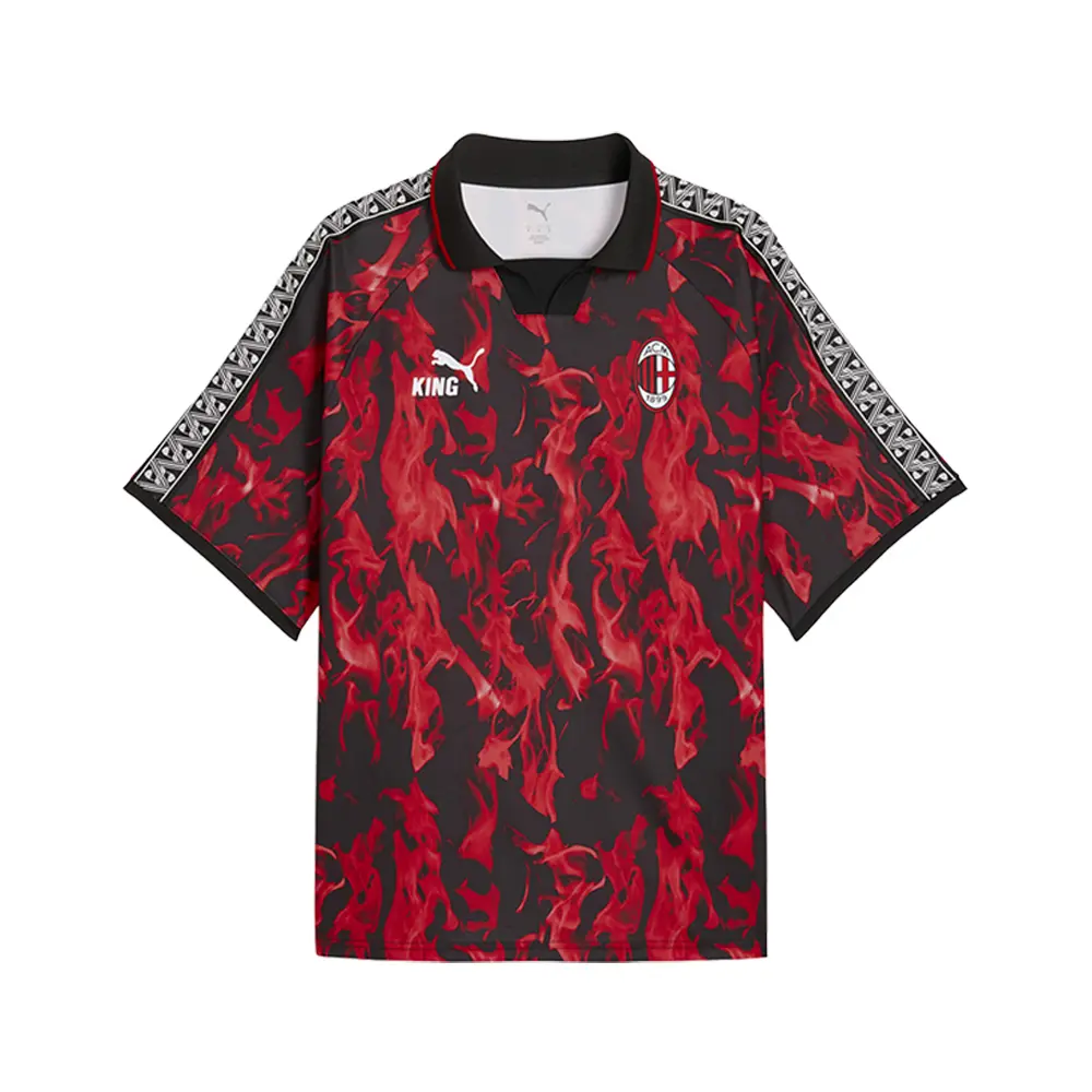 PUMA Mens Ac Milan King Retro Collared Short Sleeve Jersey Casual - Red
