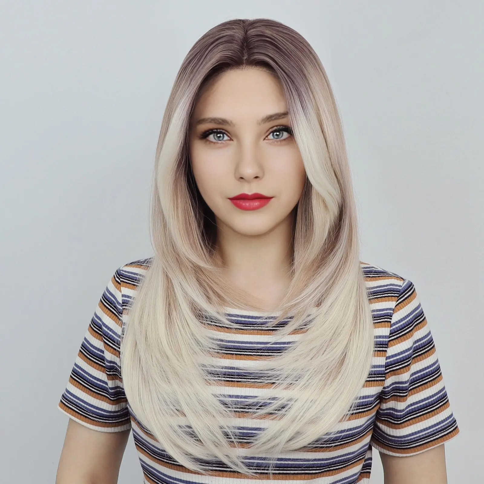 IMstyle 24 inches Wolf Cut/ Layer cut Collection Straight hair T part lace front Glueless Daily Lace wig black/copper /blonde