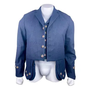 Scottish Balmoral Doublet Kilt Jacket for Men Highland Wedding Doublet Jacket Traditional Scottish Formal Kilt Outfit Blue Color