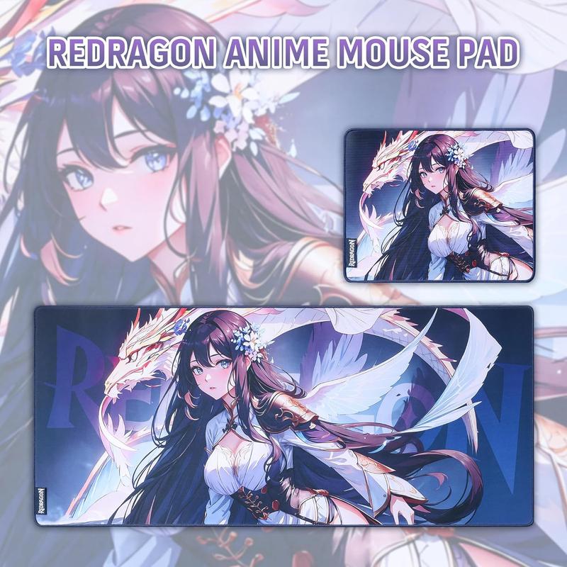 Redragon P046S Anime Gaming Mouse Pad - Smooth Lycra Surface, Anti-Slip Rubber Base, Spill-Resistant, Durable 5mm Thick Design, 13 x 10 inches, Gaming accessories, Dark Blue