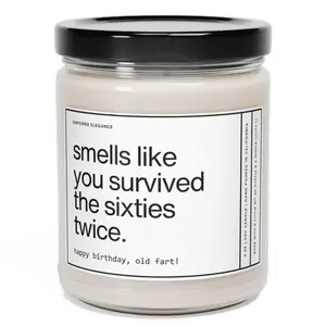 Smells Like You Survived The Sixties Candle, 70th Birthday Gift For Women, 70th Birthday Candle, Gift Ideas For 70th Birthday For Mom Aunt, 9oz Scented Soy Wax Candle, Home Decor
