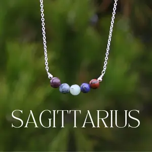 Handmade Sagittarius Crystal Bead Necklace | Dainty Daily Wear | Natural Tumbled Stones | Personalized Healing Crystal Astrology/Zodiac Necklace | Birthday and  Anniversary