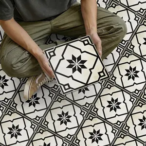 Classic and Rhombus Star Flower Tile Thickened PVC Floor Sticker, Durable Wear-Resistant, Living Room Renovation