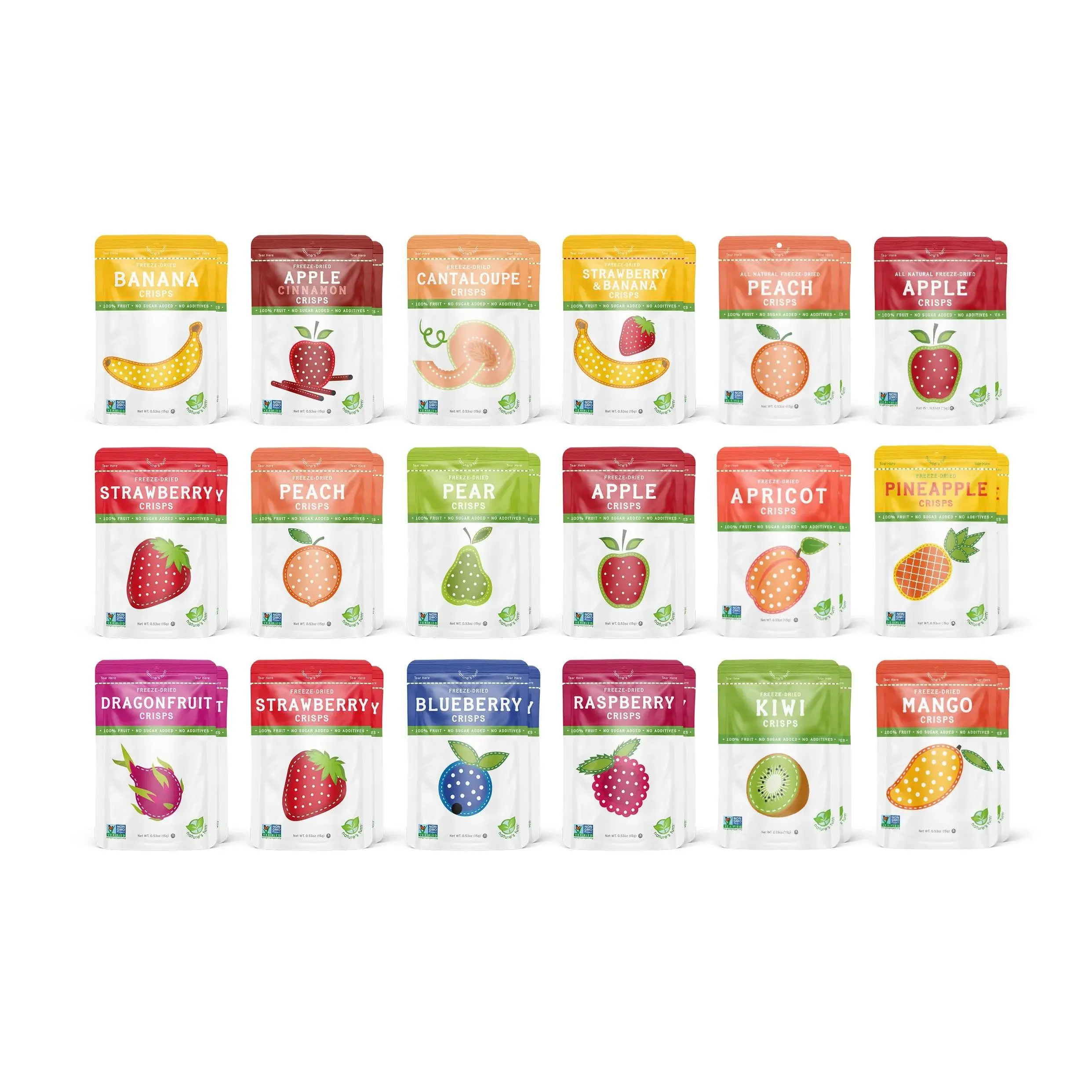 Nature’s Turn Ultimate Variety Pack Freeze-Dried Fruit Crisps Snacks Pack - 36-Pack - Healthy Superfood Snacks, 100% Real Fruit Dried Snacks, School Lunches Bulk, No Sugar Added Mix, Gluten-Free Vegan Non-GMO