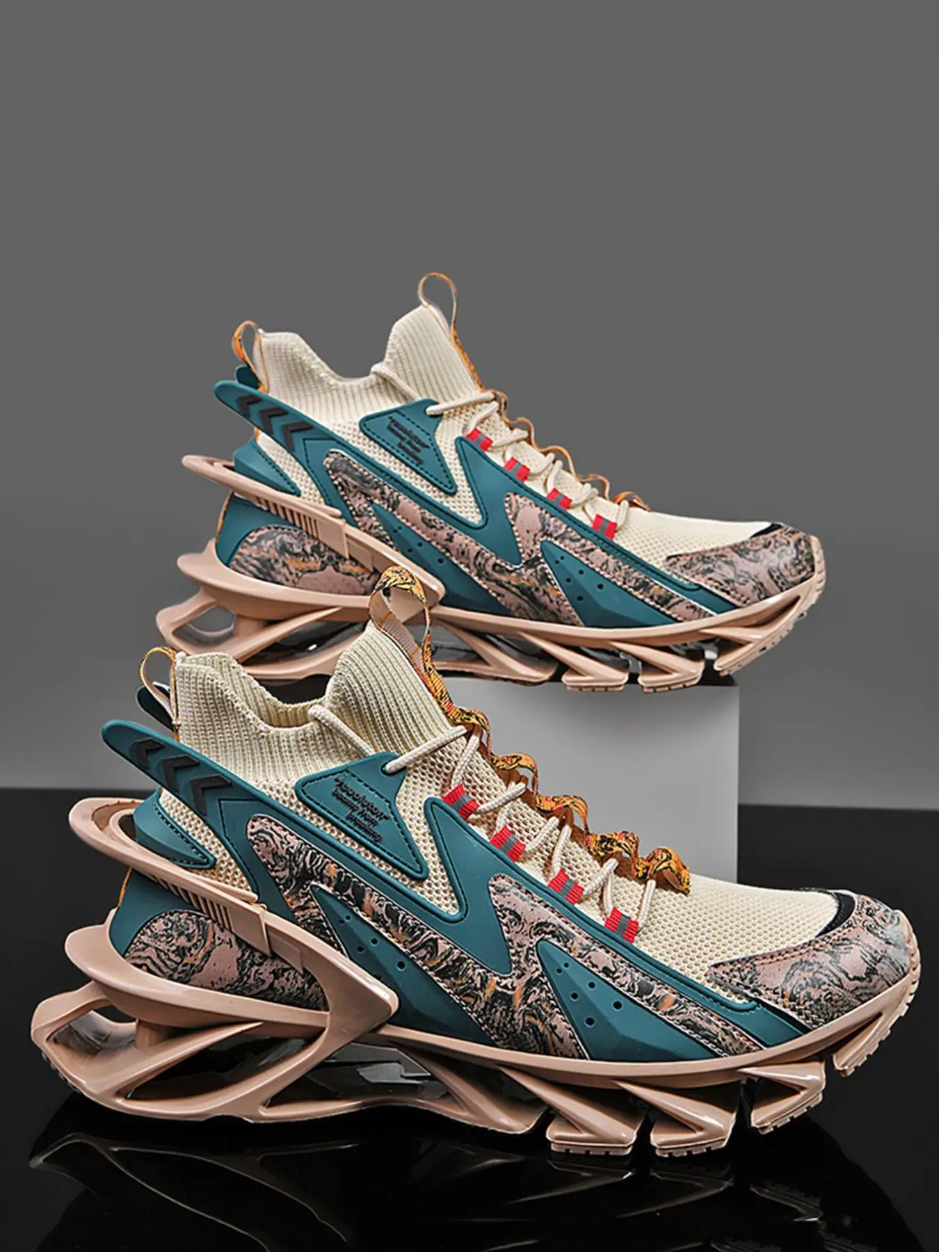 Men's Colorblock Patchwork Pattern Lace up Front Low Top Mesh Sneakers, Casual Sporty Breathable Comfortable Running Shoes for Daily Wear, Non-slip Sn