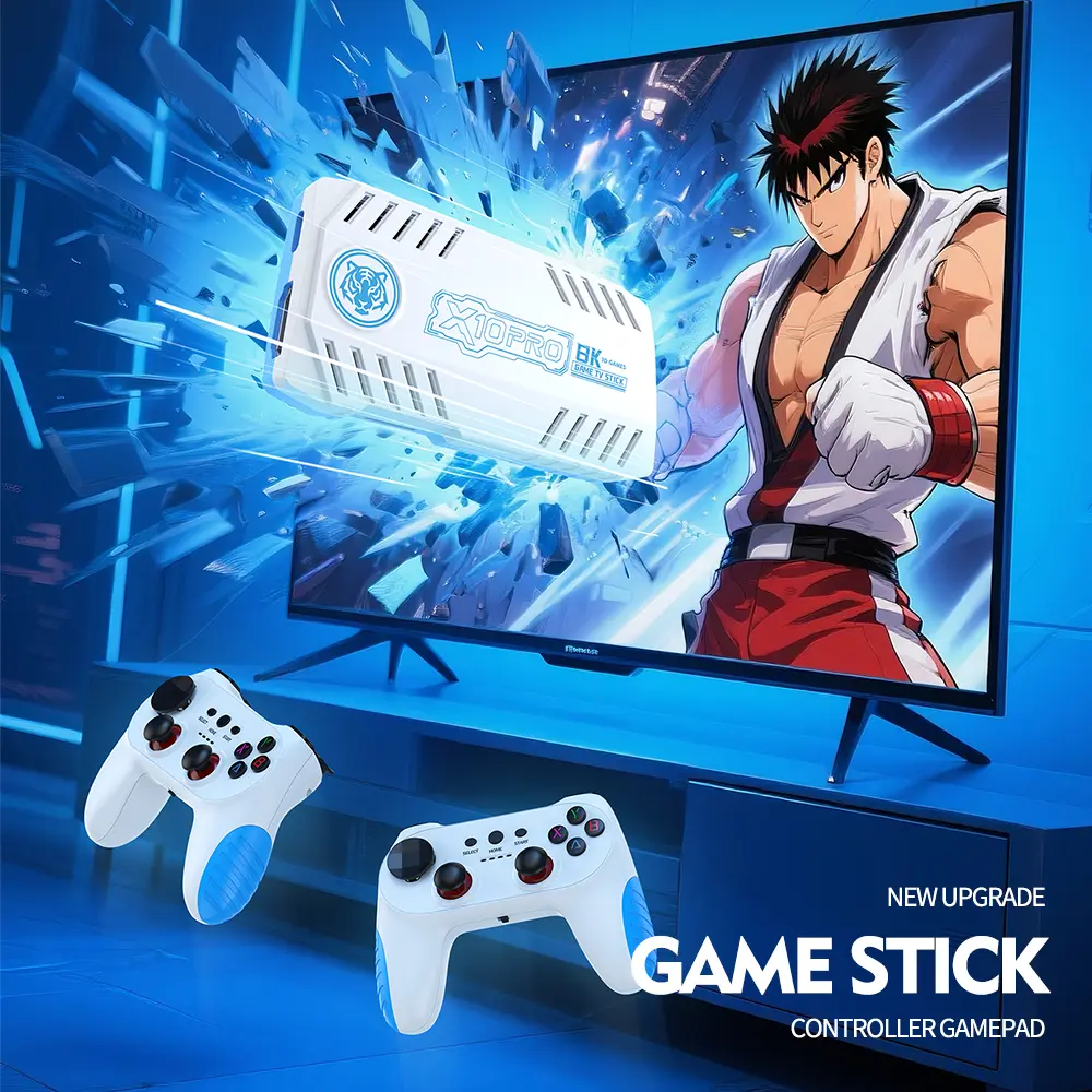 X10 PRO Retro Game Stick with 50000+ Games, 4K HDMI HD Plug and Play Game Stick with 2 Controllers, Support 50+ Simulators, 2 Player Battle (Style 1)