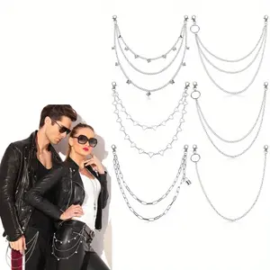 6PCS Alloy Fashion Accessory, Multi-Layered Jeans and Pants Chain, Versatile Heavy Pocket Chain for Costume and Outfit Decoration