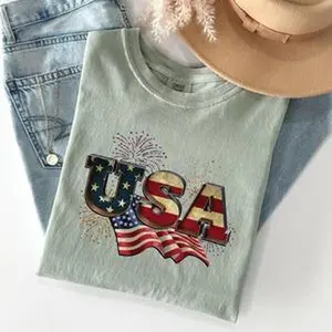 Retro USA, Patriotic, 4th of July Comfort Colors Tshirt, Women's Crew Neck, Crewneck