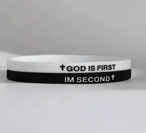 2 Pack- GOD IS FIRST BRACELET And IM SECOND (Set of 2 Bracelets) modtivational message Versatile Unisex Inspirational Biblical Spiritual Cross