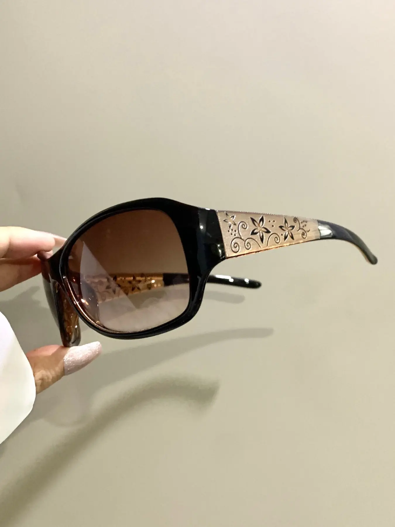Trendy Punk Glasses, Fashion Eyeglasses Frame Legs Floral Pattern Decorative Eyeglasses for Men and Women, Stylish Glasses, Trending Glasses