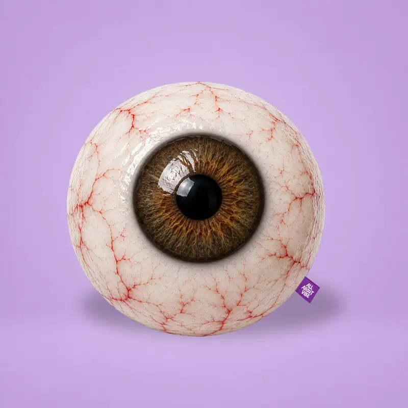 Large Eyeball Pillow | All About Vibe – Creepy 3D Eyeball Throw Pillow for Halloween Decor | Ultra-Soft Velvet, Funny Spooky Gift, Made in USA