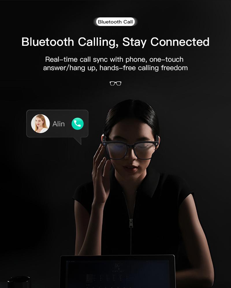 Smart AI Camera Glasses 8MP High-quality Photos Wearable Bluetooth Video Music WiFi Camera Translation AI Voice, button touch adjustment Sunglasses