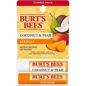 Burt's Bees Bálsamo Labial de Origen 100% Natural, Coco y Pera y Mango, Paquete de 2