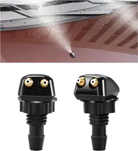 2PCS Front Windshield Washer Nozzles, Double-Hole Windshield Wiper Nozzles Washer Spray Jet Kit, Adjustable Windscreen Squirter Nozzle Replacement for Cars SUVs Trucks