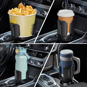 1pc Expandable Cup Holder for Large Water Bottles & Coffee Cups - Adjustable Base with Extendable Arms, Universal Cup Adapter (Black), Ideal for Car Use, Car Cup Holder | Adjustable Cup Holder | Durable Plastic Holder, Cup Holders for Car