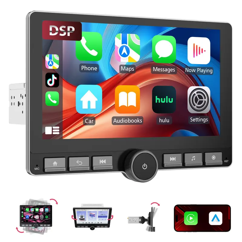 Haudio 10.1 Inches Din Slot Carplay Screen Car Stereo - GPS Navigation, Offline Maps, Wireless CarPlay, Android Auto, DSP Bass+Clear Vocals, Voice Control, 720p Bluetooth Night Vision Reversing Camera, 1080P Support, APK Management, Mirror Link Upgrade