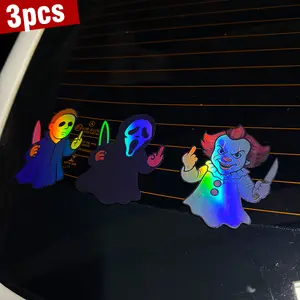 Horror Ghost Decals – Waterproof PVC Scary Stickers for Car Windows, Paint & Motorcycles, Exterior Vinyl Decals