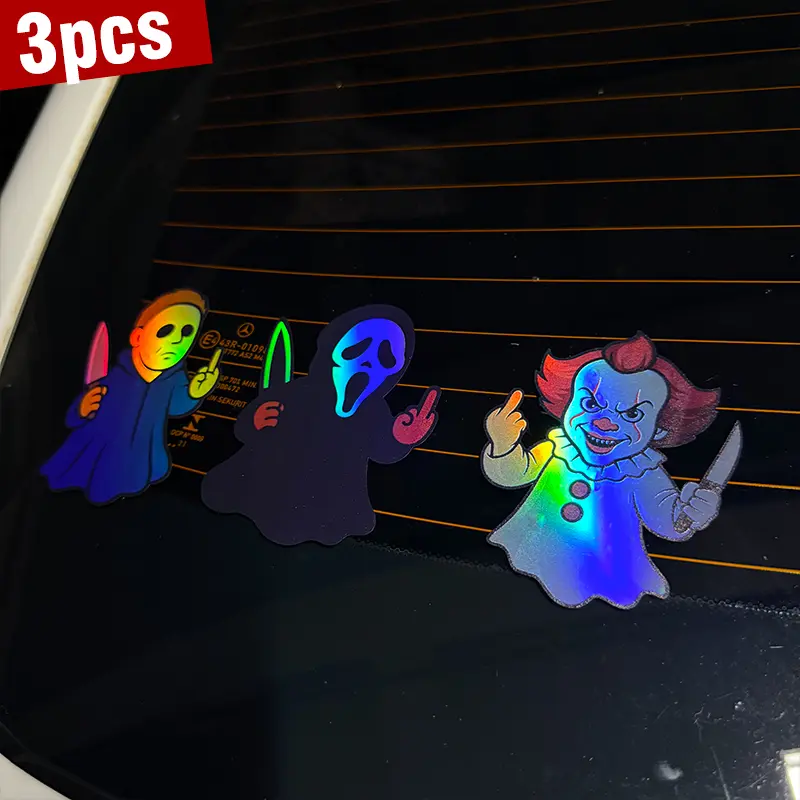Horror Ghost Decals – Waterproof PVC Scary Stickers for Car Windows, Paint & Motorcycles, Exterior Vinyl Decals