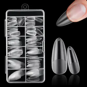 120Pcs Gel Nail Tips Medium Almond Shape, Pre Etched Full Cover Almond Press On Nail Tips For Extensions - At Home Matte Acrylic Fake Nails No Filed Stronger Press on Manicure Nail Extension Diy Nail Tips Art