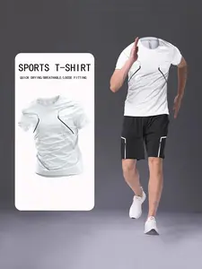 Men's Loose Fit Quick-Dry Breathable Sweat Absorbing Sports Short Sleeve T-Shirt, Outdoor Basketball Running Training Base Layer