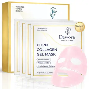 [Dewora] Salmon DNA PDRN Pink Collagen Sheet Mask - Korean sheet mask for glass skin - Niacinamide Hyaluronic Acid for Anti-Aging, Firming, Brightening, Deep Hydration (Pack of 4)