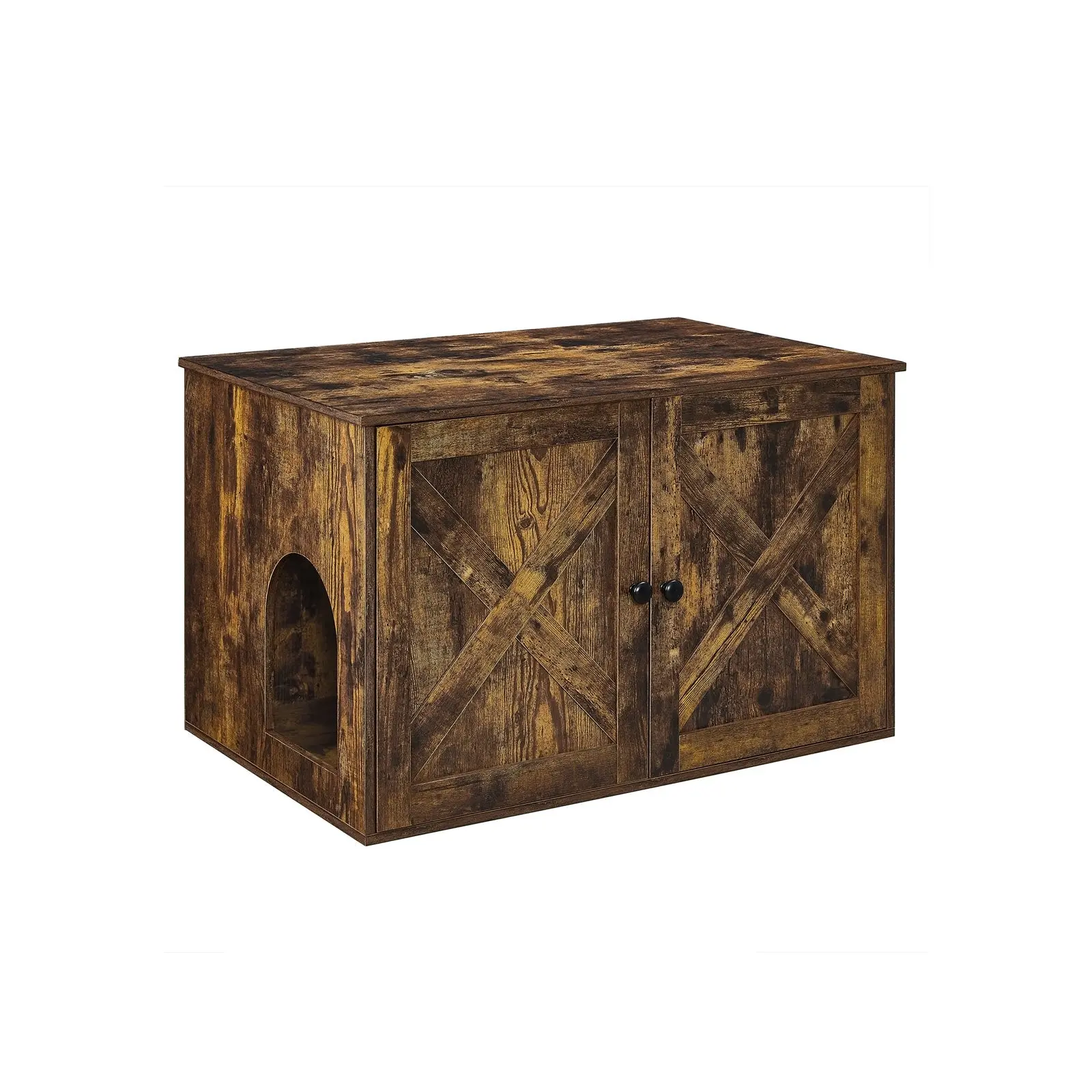 Feandrea Enclosed Cat Litter Box Cabinet - Cozy Wood Privacy Furniture with Hidden Door, Rustic Brown Closed Litter Boxes UPCL002X01, Closed Box Litter Boxes