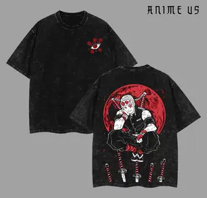 "Sound Hashira" Tengen Uzui x Demon Slayer: Kimetsu no Yaiba Anime Double Printed Oversize Lightweight Acid Washed Tengen Uzui Shirrt , Demon Slayer Merch Tengen Uzui Vintage Tee