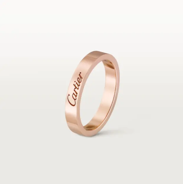 Pre-owned Cartier C de Wedding Band 18k Rose Gold, 3 MM Width Plain Ring