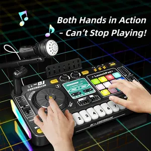 baby dj table, kids music, Audio, Kids Musical Toy - Bluetooth DJ Mixer with Microphone, Playable Keys & Simulated Turntable, Toddler Instrument, Gifts for 3 4 5 6 Years Old Boys Girls, Kid DJ Mixer Set, dj mixer for kids