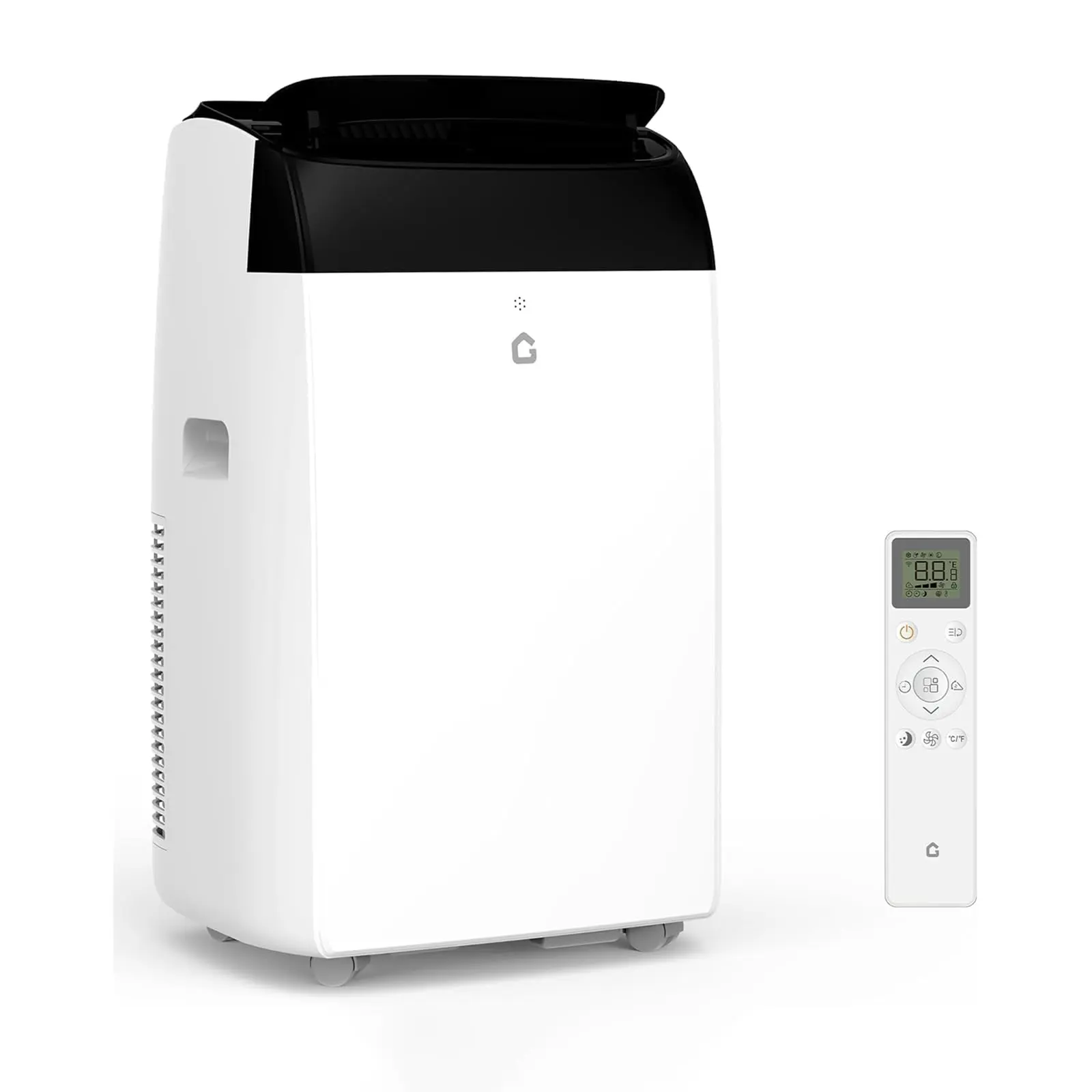 14,000 BTU Modern Portable Air Conditioner with Caster Wheels for Living Rooms, Bedrooms Up to 700 Sq.Ft - Quiet 3-in-1 Cooling, Dehumidifier, Fan - Auto-Evaporation, Remote, 24-Hour Timer, LED Display, Window Kit