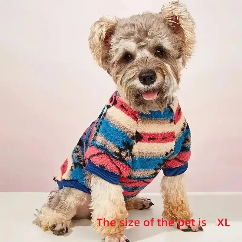 Cat Polyester Striped Pattern Comfortable Dog Sweater, Cute Warm Pet Clothes for Fall Winter