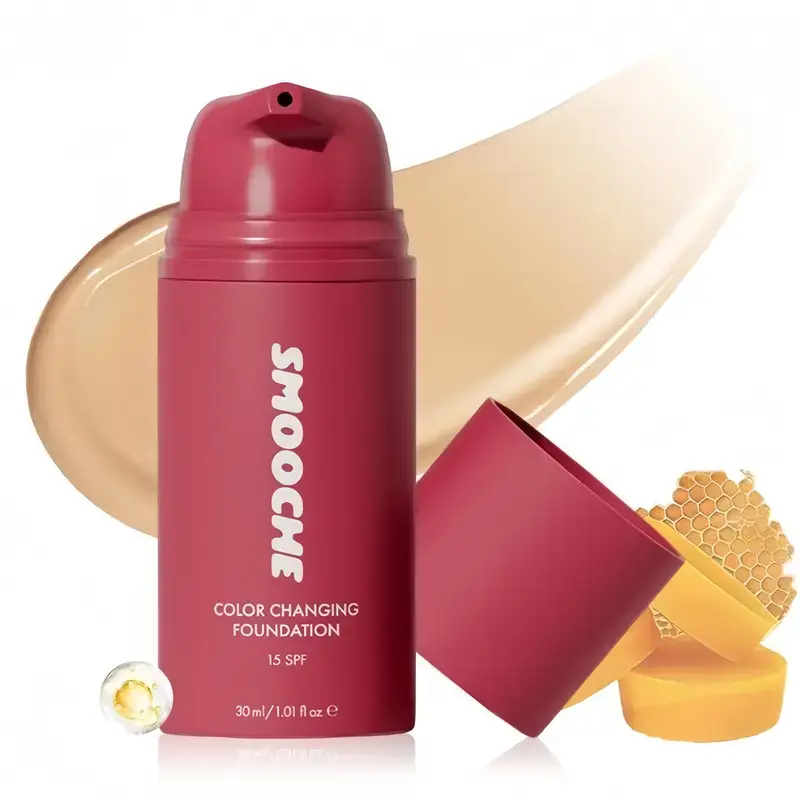 Smooche Color Changing Liquid Foundation - 30ml Korean Makeup Products, Longwear, Medium Coverage, Suitable for All Skin Types, Liquid Foundation Makeup, Foundation Korean Makeup,sohochic