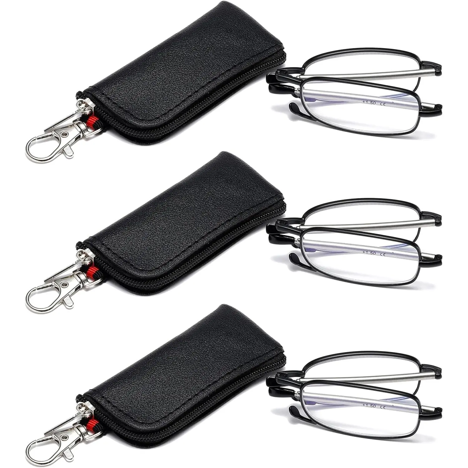 Compact Folding Reading Glasses, Unisex Pocket Eyewear with Keychain for Blue Light Blocking and Reduced Digital Eye Strain, Screen Time, Travel Size, Foldable, Adults, Blue Light Blocking Lens, Improve Sleep, Digital Working, Minimize Headache